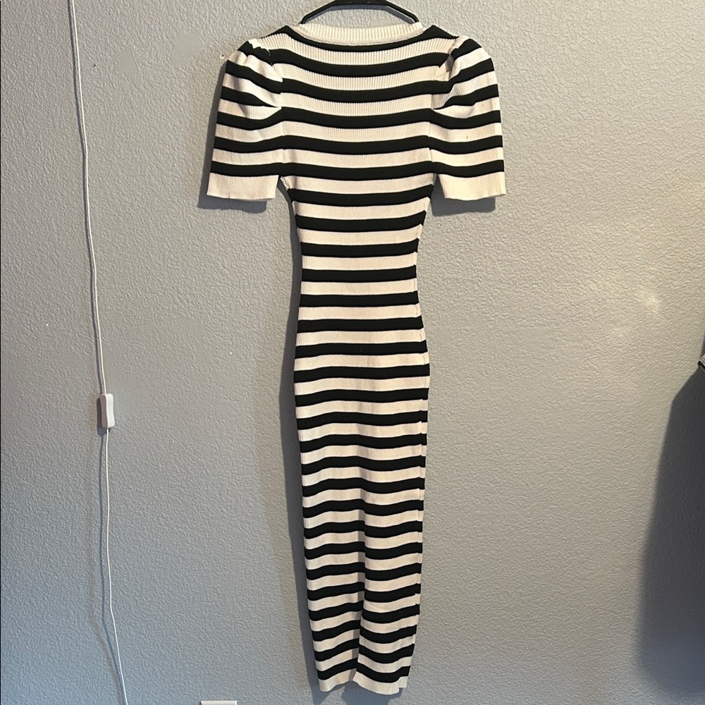 Striped Black and White Knit Dress - Picture 6 of 7